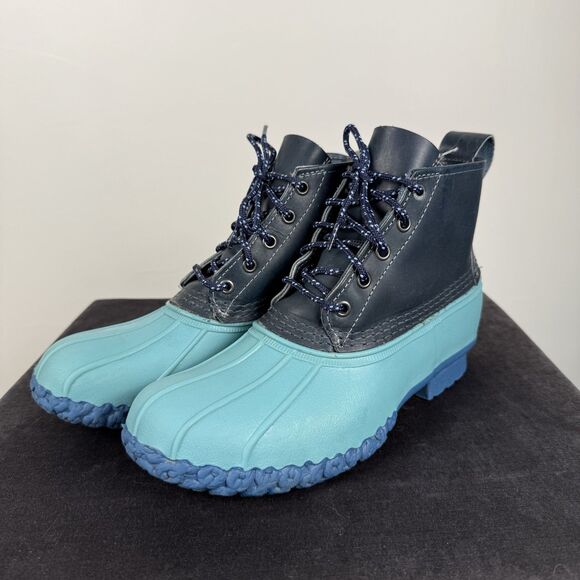 Beanie L.L. Bean Aqua Blue Snow Duck Boots - Womens 8-8.5 / Kids 6M, Maine USA - Picture 1 of 12